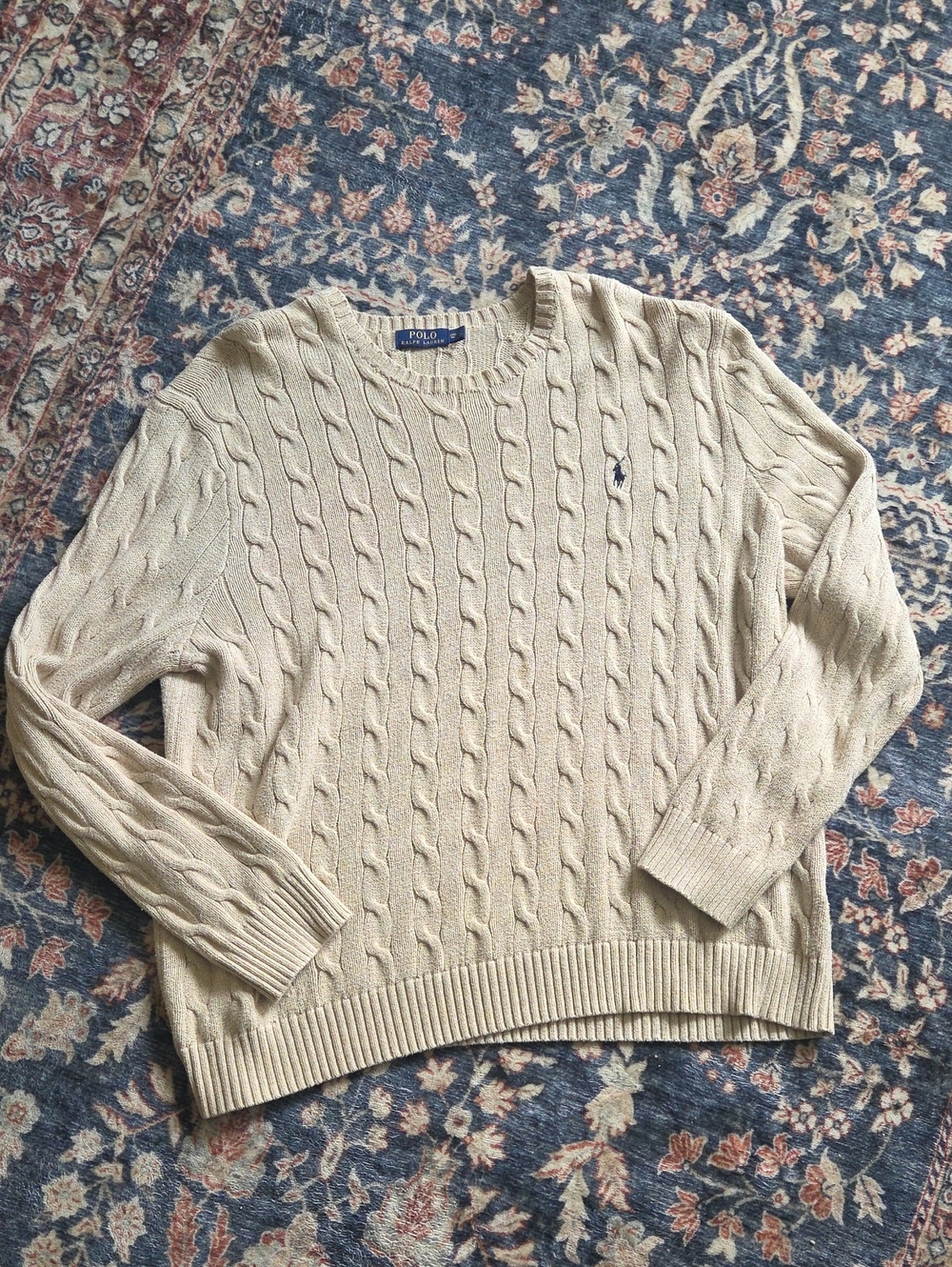 Polo Ralph Lauren Cream Cable-Knit Crewneck Sweater - Men's 2X